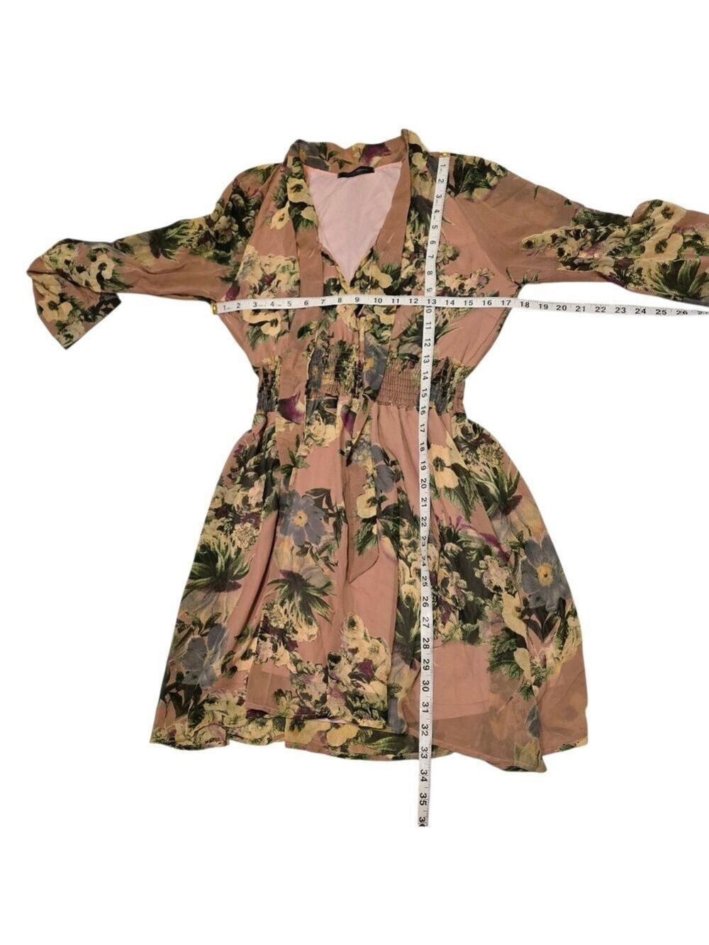 Ninth Wonder Floral Mini Dress Long Sleeves V Neck M - Picture 6 of 8